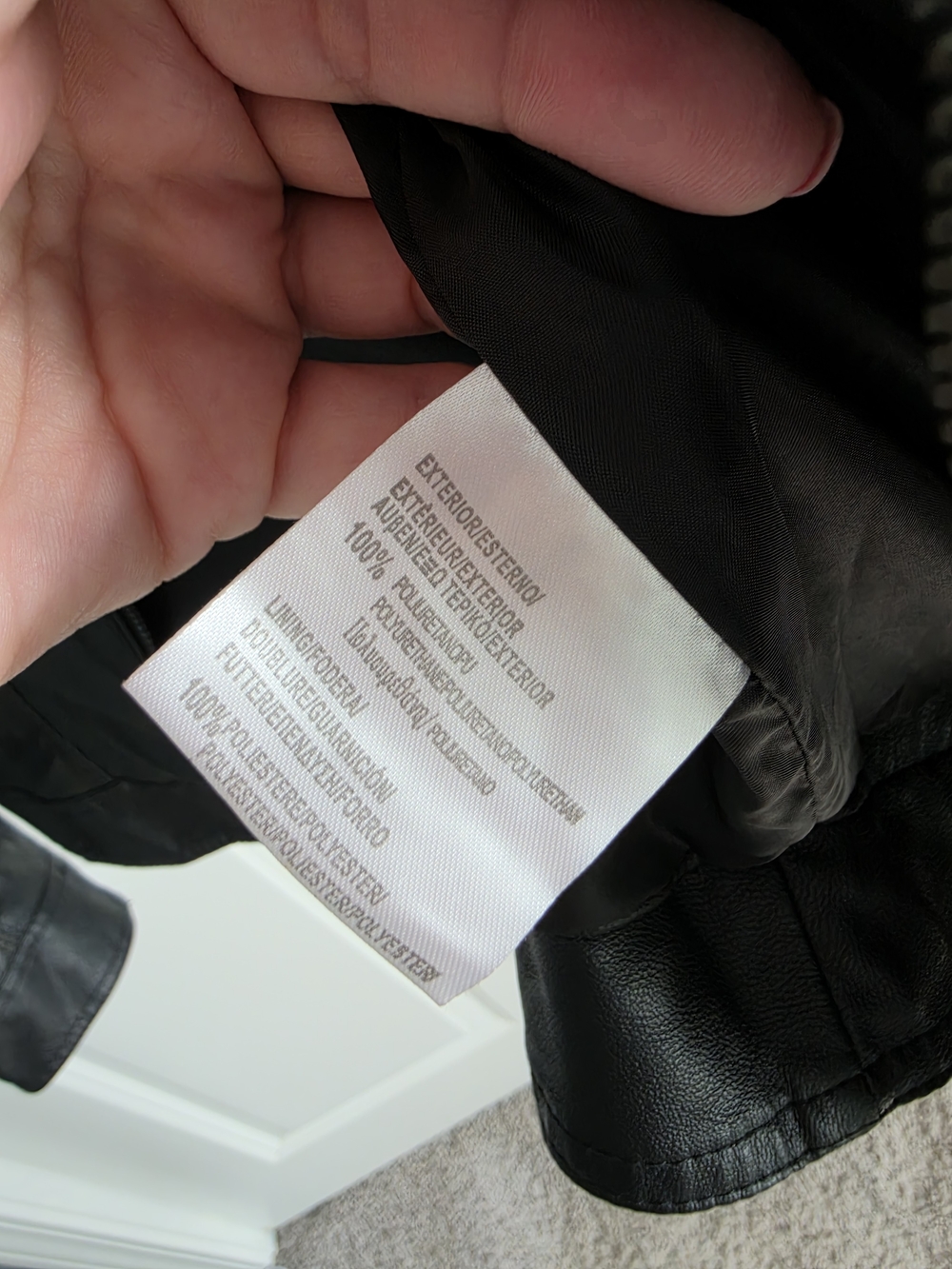 purchased in italy Black Faux Leather Moto Jacket new w/out tags - Picture 4 of 4